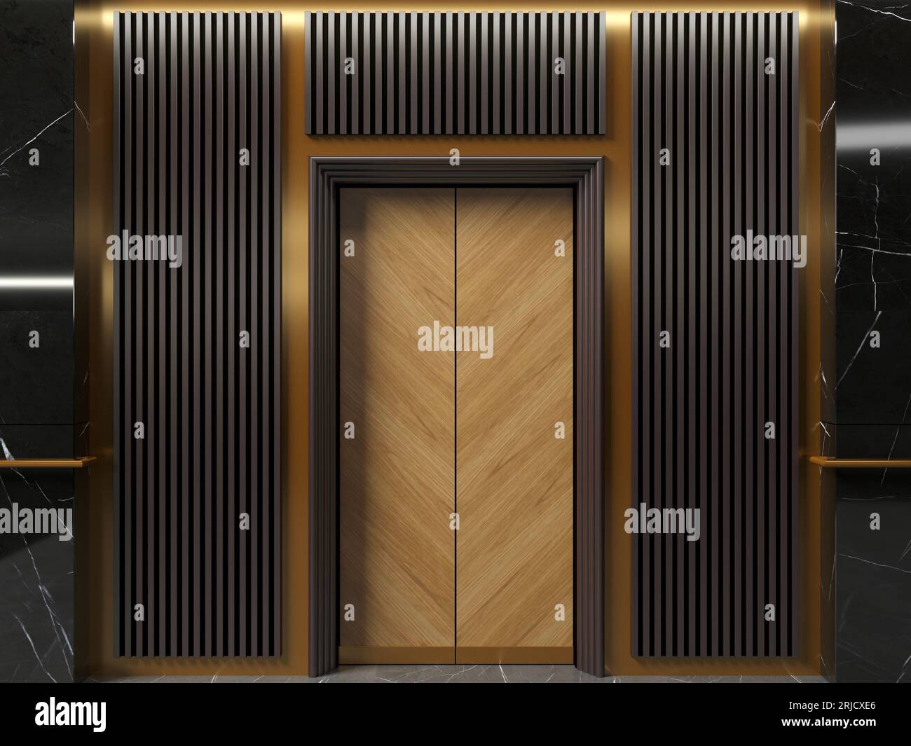 Modern elevator doors in art deco lobby Stock Photo Alamy