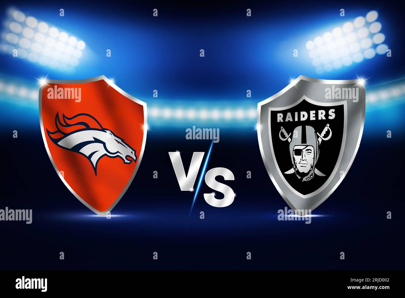 Broncos Vs Raiders football match concept wallpaper with signs and