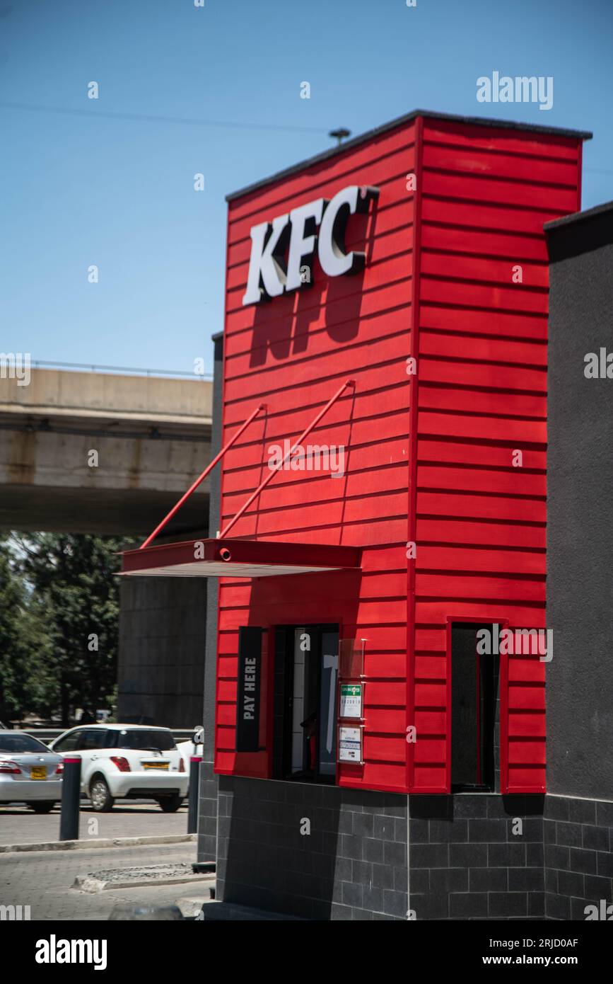 A branch of an American fast food chicken restaurant chain, Kentucky Fried Chicken (KFC) in Nakuru Town. Stock Photo