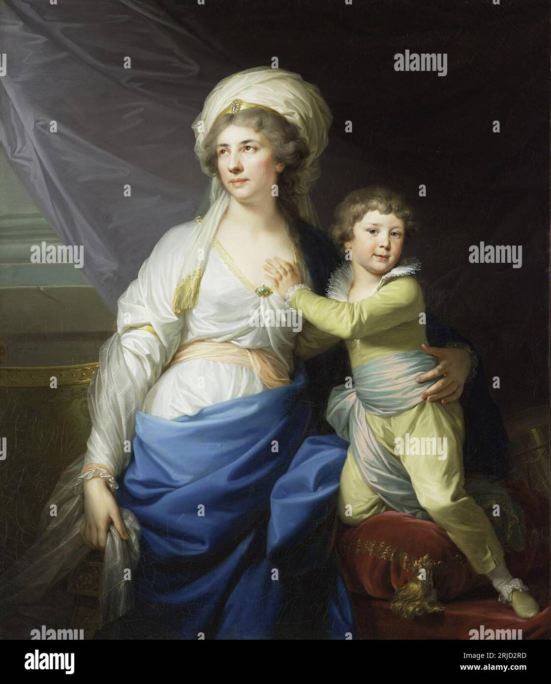 Portrait of Anna Potocka née Ossolińska with her grandson Alfred (1746-1810). 1790s by Johann Baptist von Lampi the Elder Stock Photo