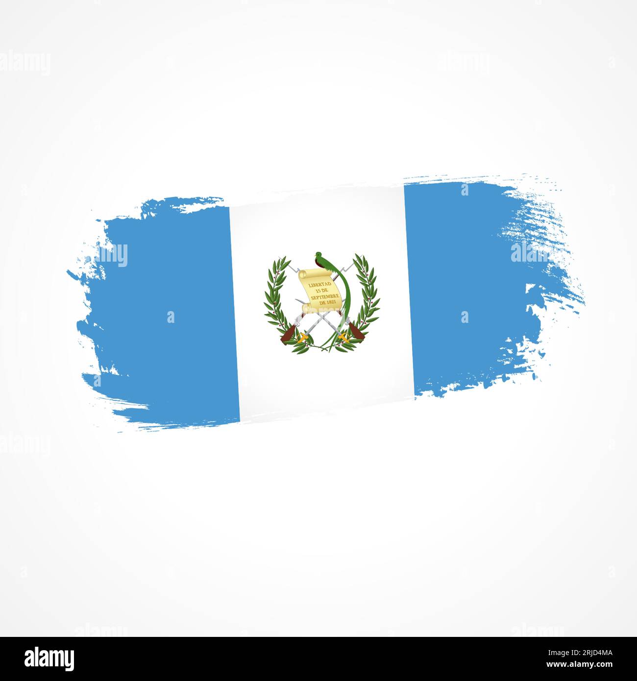 Guatemala flag in the shape of a brush stroke. Happy Independence Day
