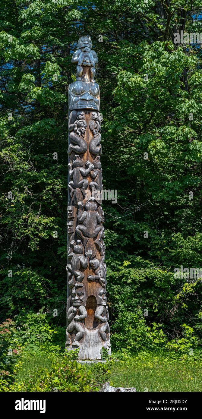Beaver Crest Pole in Vancouver, Canada Stock Photo