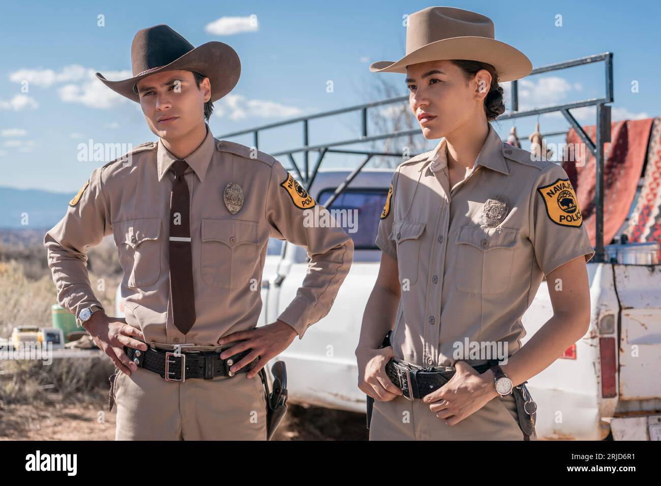 Kiowa Gordon as Jim Chee and Jessica Matten as Sgt. Bernadette