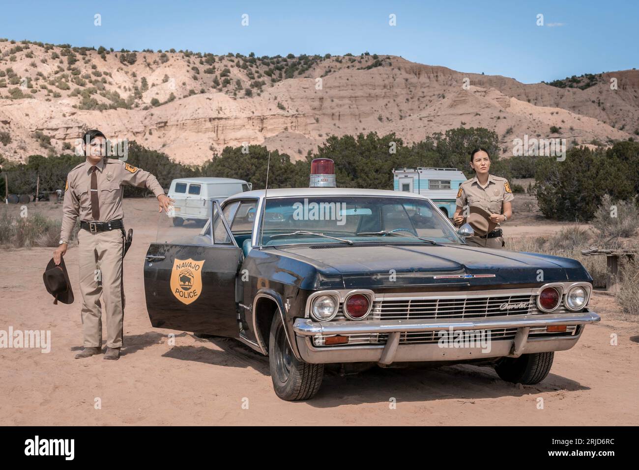 Kiowa Gordon as Jim Chee and Jessica Matten as Sgt. Bernadette