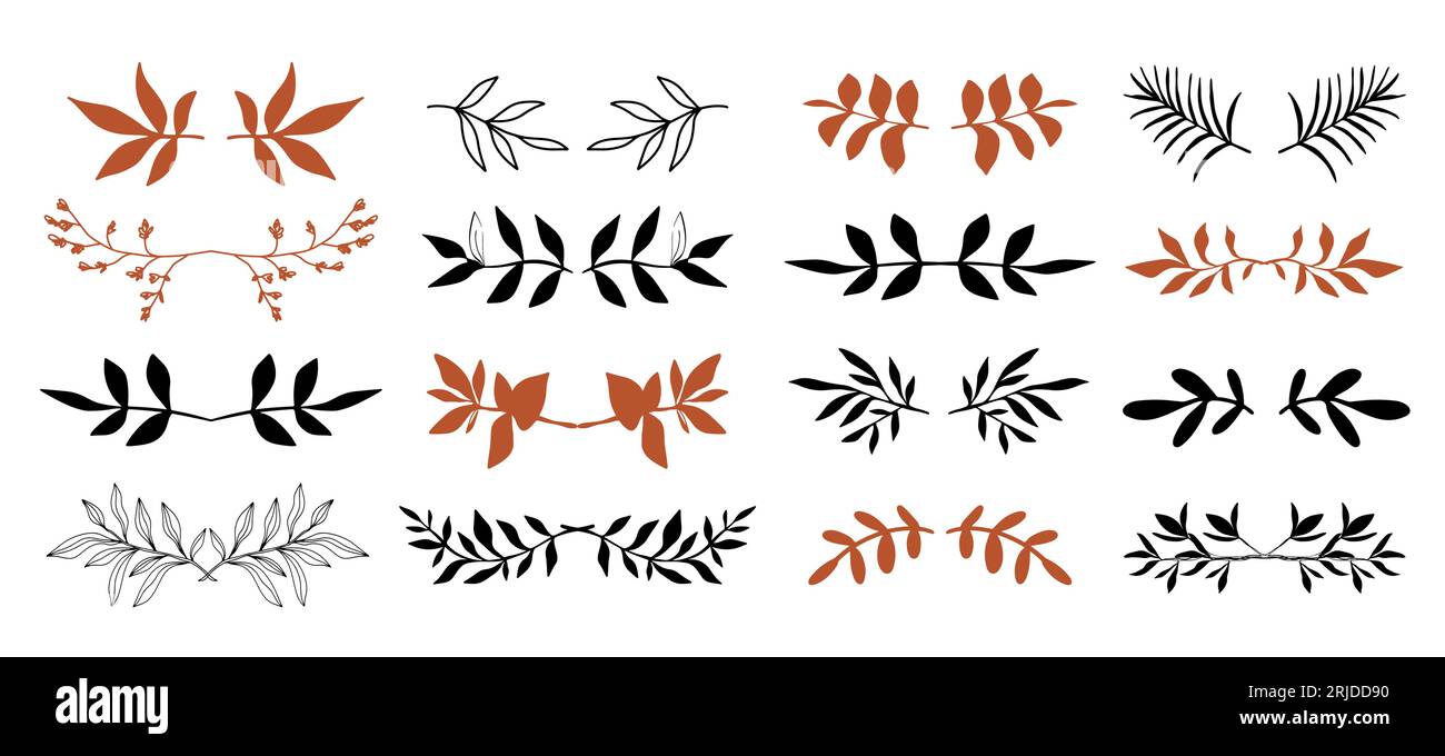 Floral dividers set Hand drawn leaf borders decor Stock Vector Image ...