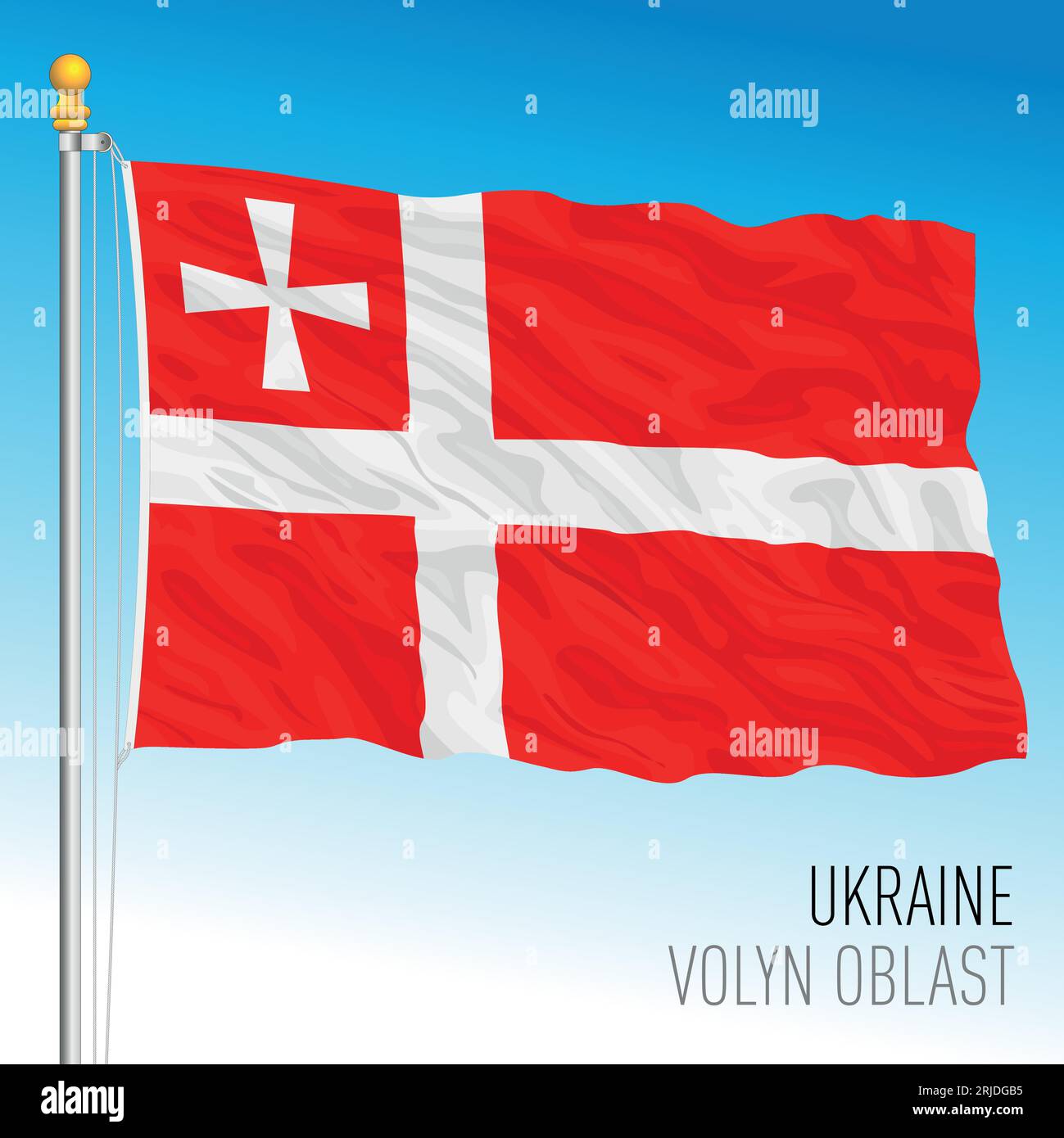 Ukraine, Volyn Oblast waving flag, europe, vector illustration Stock Vector