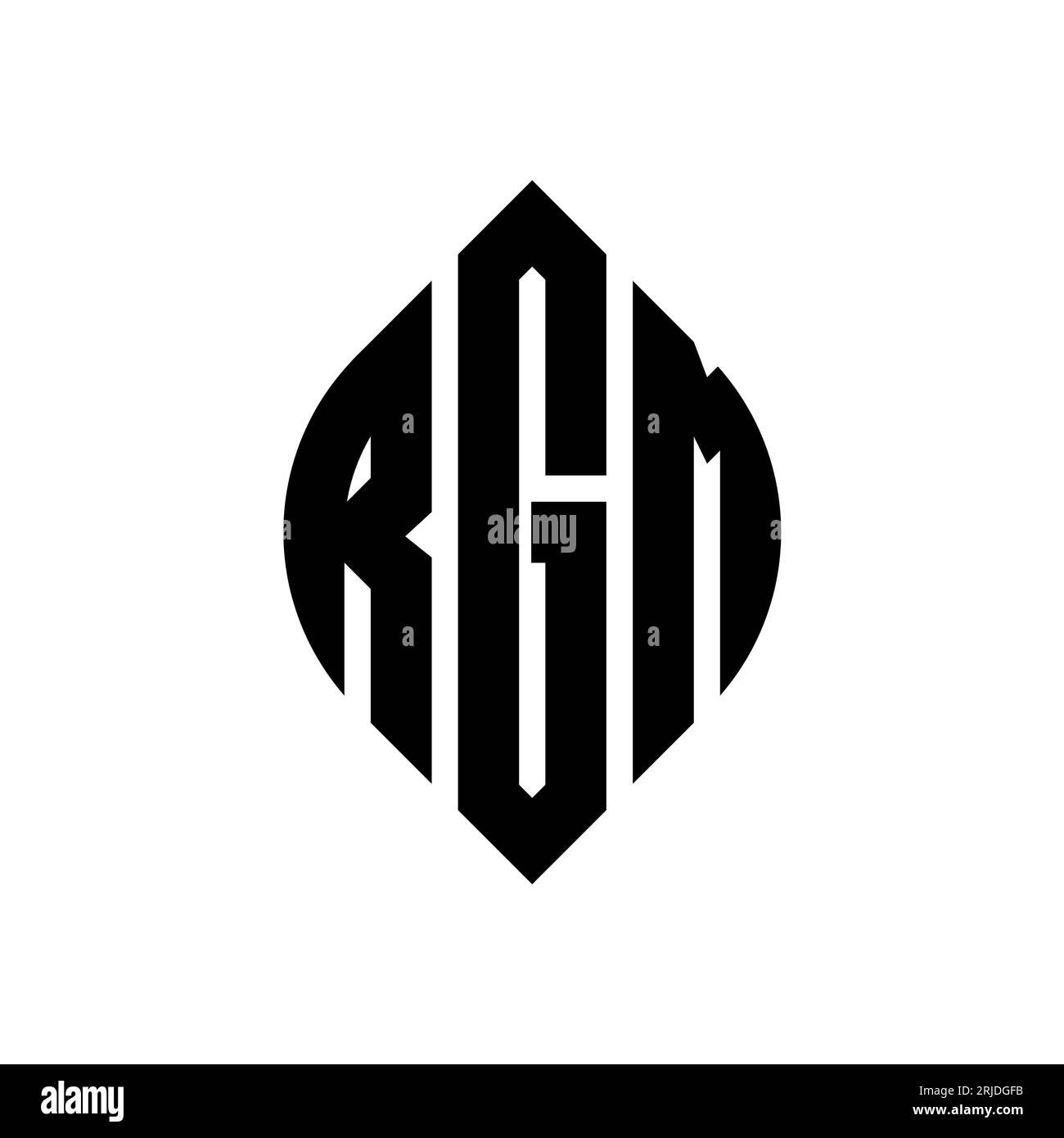 RGM circle letter logo design with circle and ellipse shape. RGM