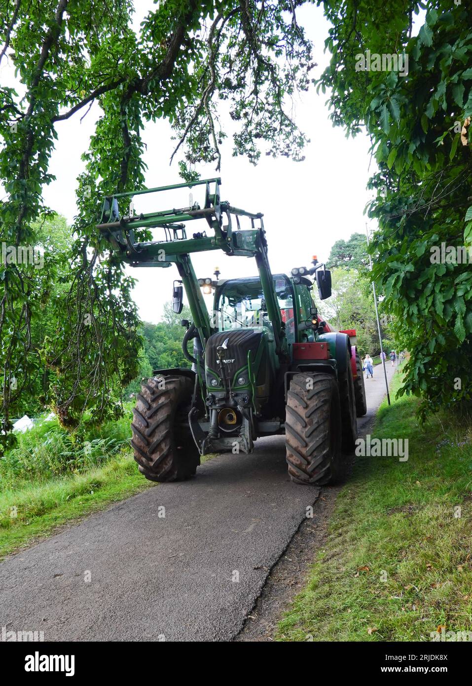 Tractor towing a slurry tanker Stock Photo