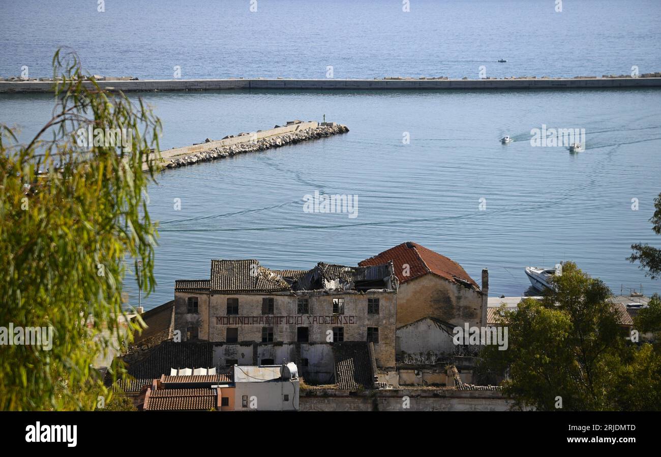 Traditional fishing nets with yellow floaters at the port of Sciacca in  Sicily, Italy Stock Photo - Alamy