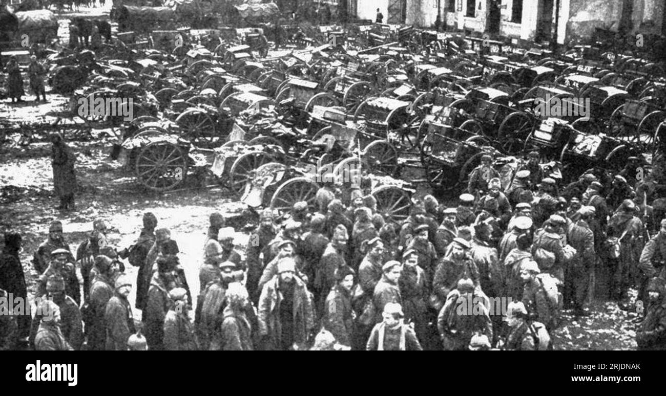 Russian prisoners after the Battle of Tannenberg, where the Russian Second Army was annihilated by the German Eighth Army Stock Photo