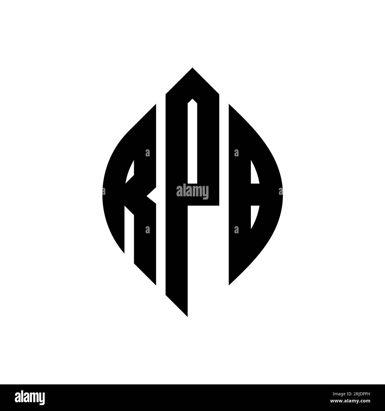 RPB circle letter logo design with circle and ellipse shape. RPB