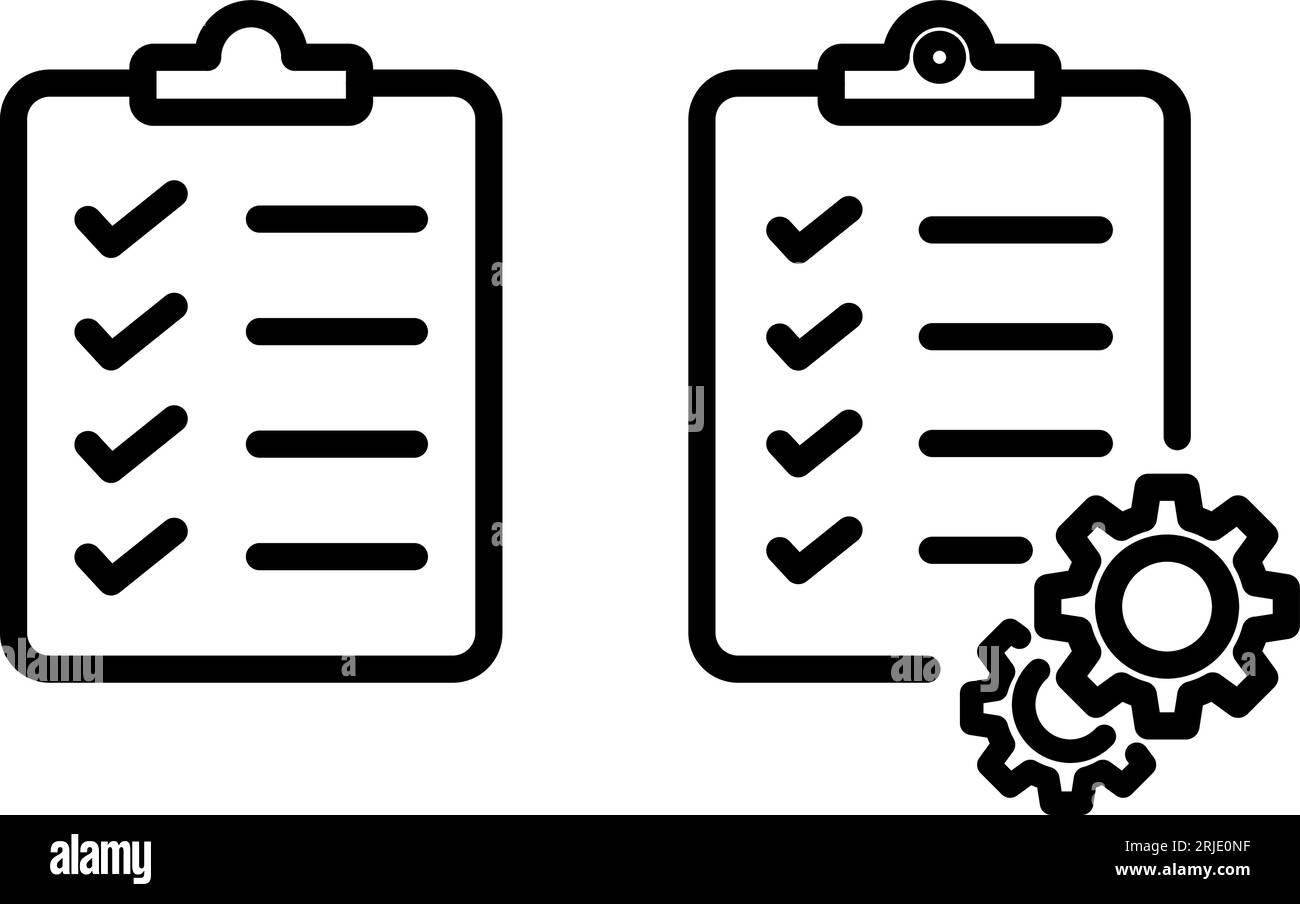 Line icons of checklist as technical support concept Stock Vector Image