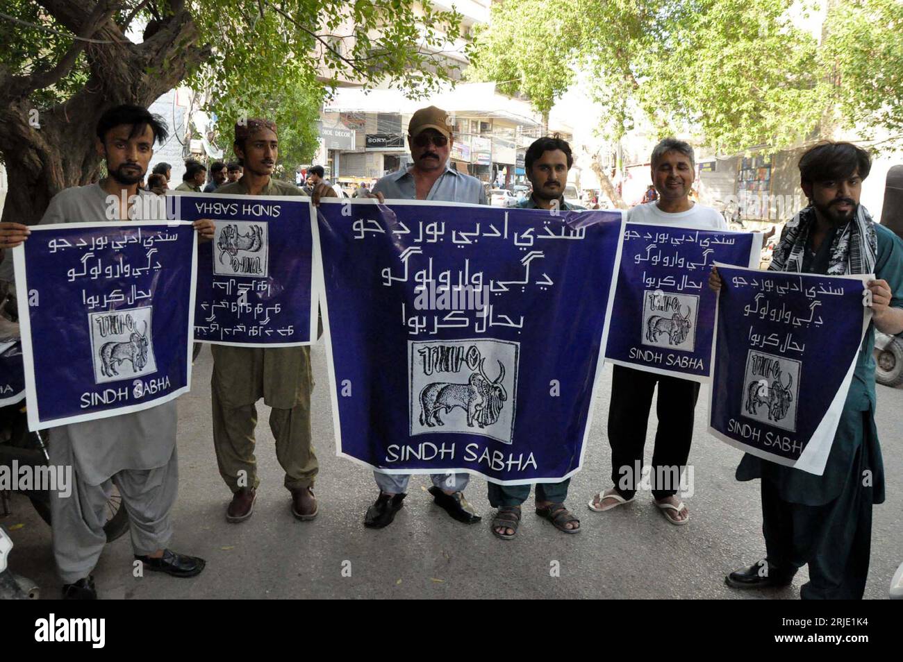 Pakistan Api Shaba HYDERABAD, PAKISTAN, 22/08/2023, Members of Sindh Sabha are holding ...