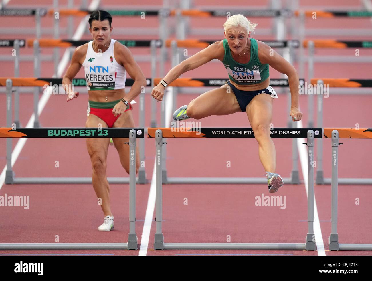 Ireland's Sarah Lavin (right) and Hungary's Greta Kerekes compete in