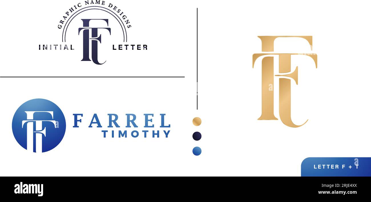 FT or TF monogram letters logo company branding of initial letters