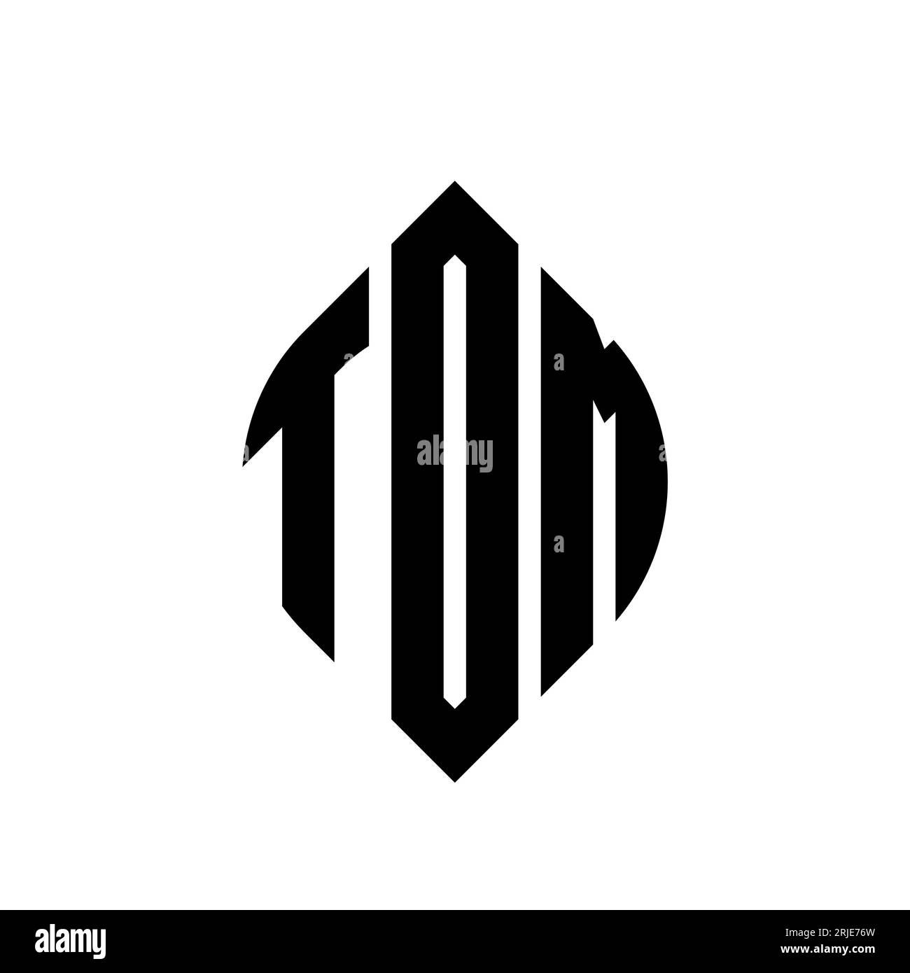 TOM circle letter logo design with circle and ellipse shape. TOM ellipse letters with typographic style. The three initials form a circle logo. TOM Ci Stock Vector