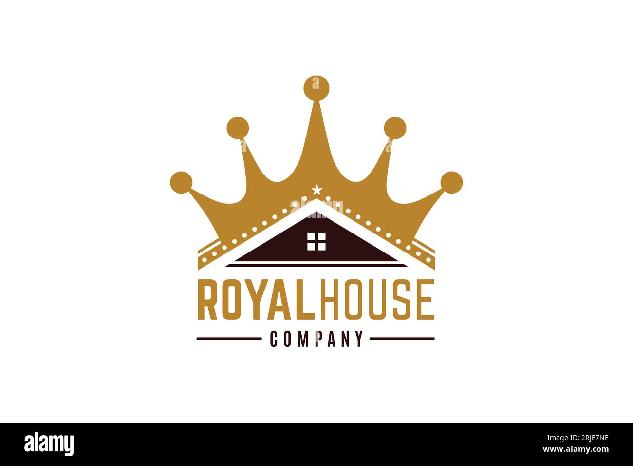 House Symbol With Golden Crown, King Queen Crown Home For Real Estate, Property, Rent House, Hotel, Apartment Logo Vector Design Stock Vector