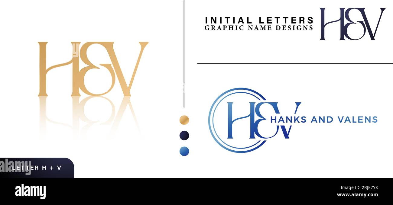 HV letter logo with elegant style and typography vector wedding invitation template for branding identity names company or corporates, advertisements Stock Vector