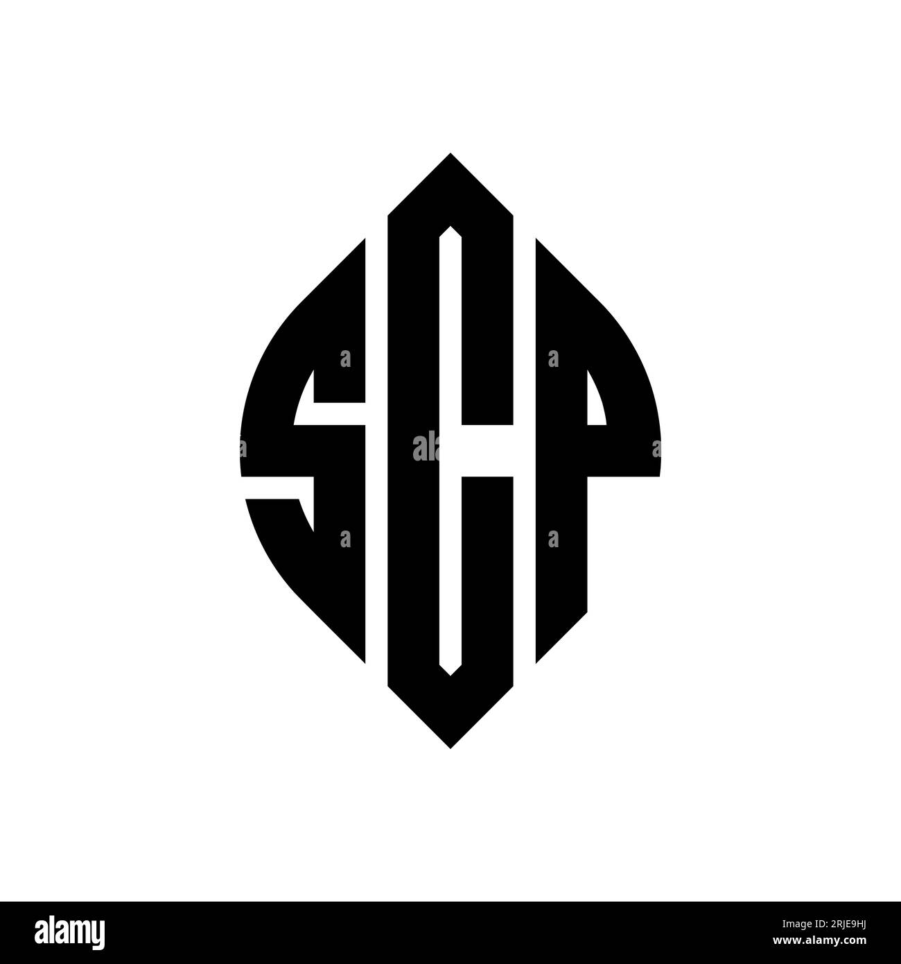 SCP abstract technology circle setting logo design on black
