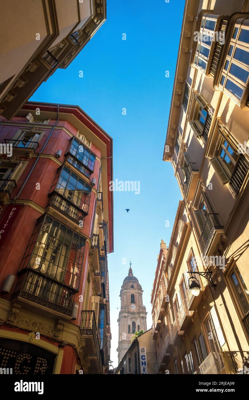 Streetscape near the cathedral, Málaga, Spain Stock Photo