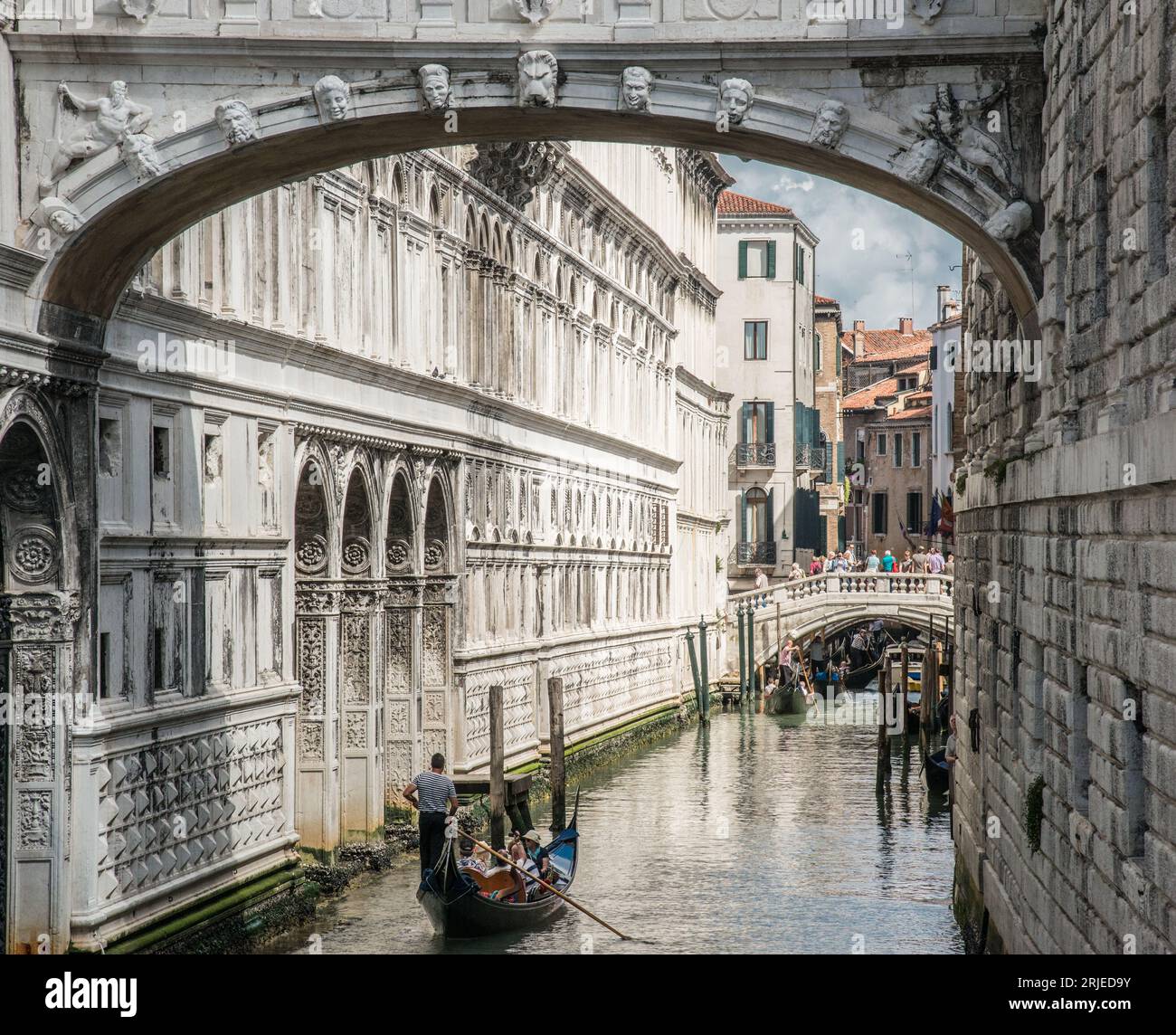 Going under the Bridge Of Sighs in Venice, Italy Stock Photo