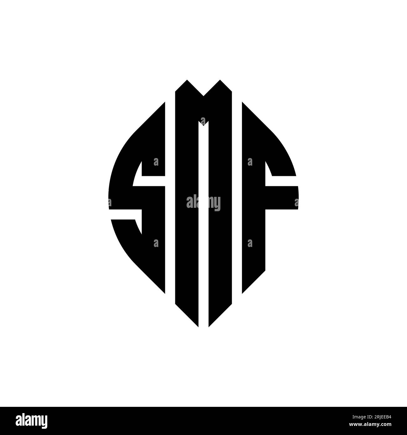 SMF circle letter logo design with circle and ellipse shape. SMF ellipse letters with typographic style. The three initials form a circle logo. SMF Ci Stock Vector