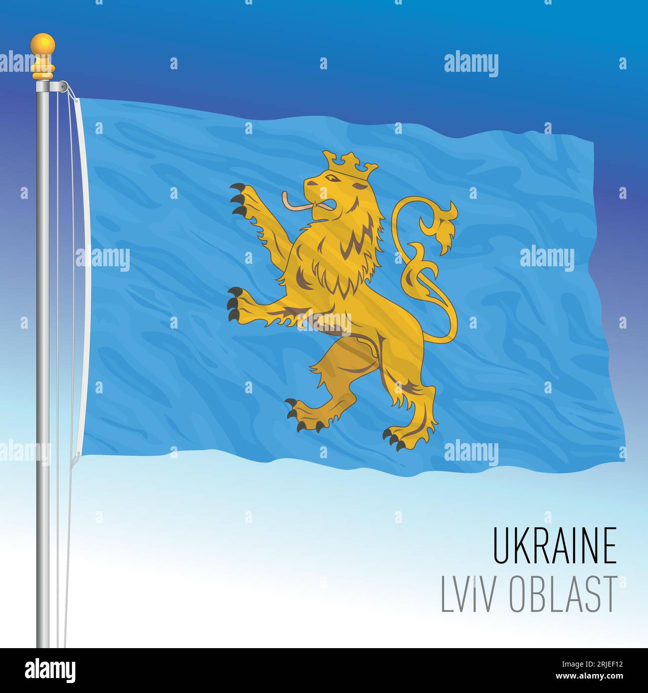 Ukraine, Lviv Oblast waving flag, europe, vector illustration Stock Vector