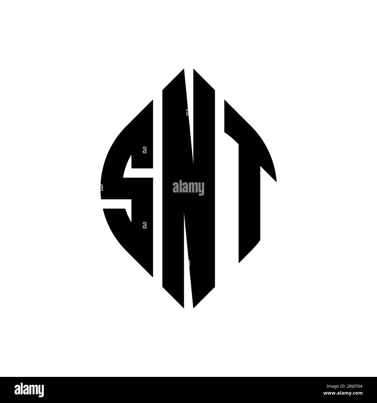 SNT circle letter logo design with circle and ellipse shape. SNT ellipse letters with typographic style. The three initials form a circle logo. SNT Ci Stock Vector