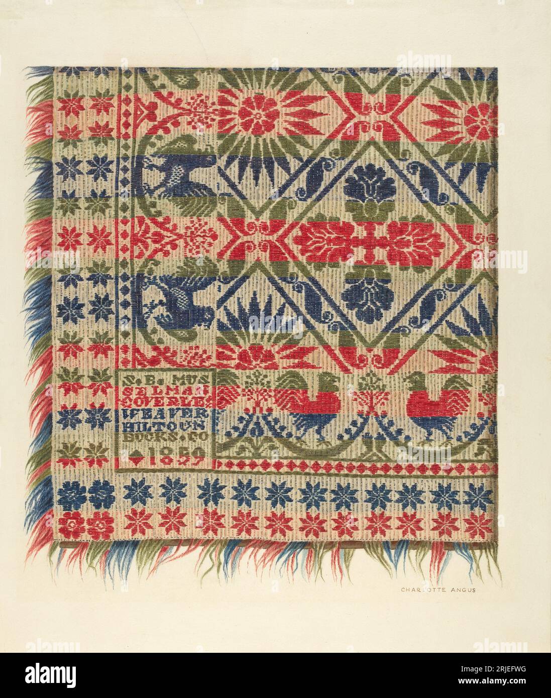 Woven Coverlet circa 1940 by Charlotte Angus Stock Photo