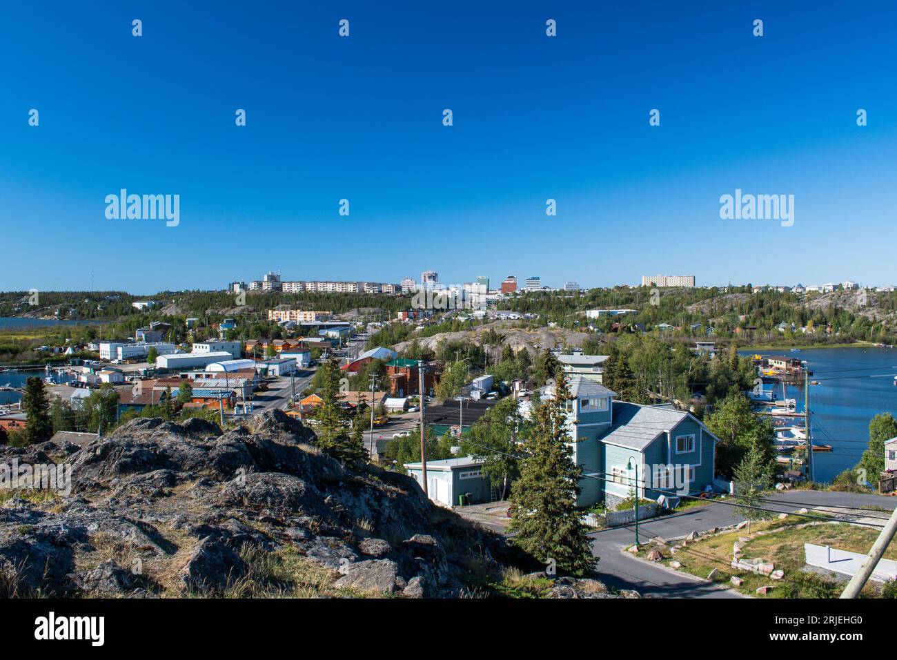 Yellowknife, NT / Canada - 13 August 2022: Summer view of city of Yellowknife in Northwest Territories, Canada Stock Photo