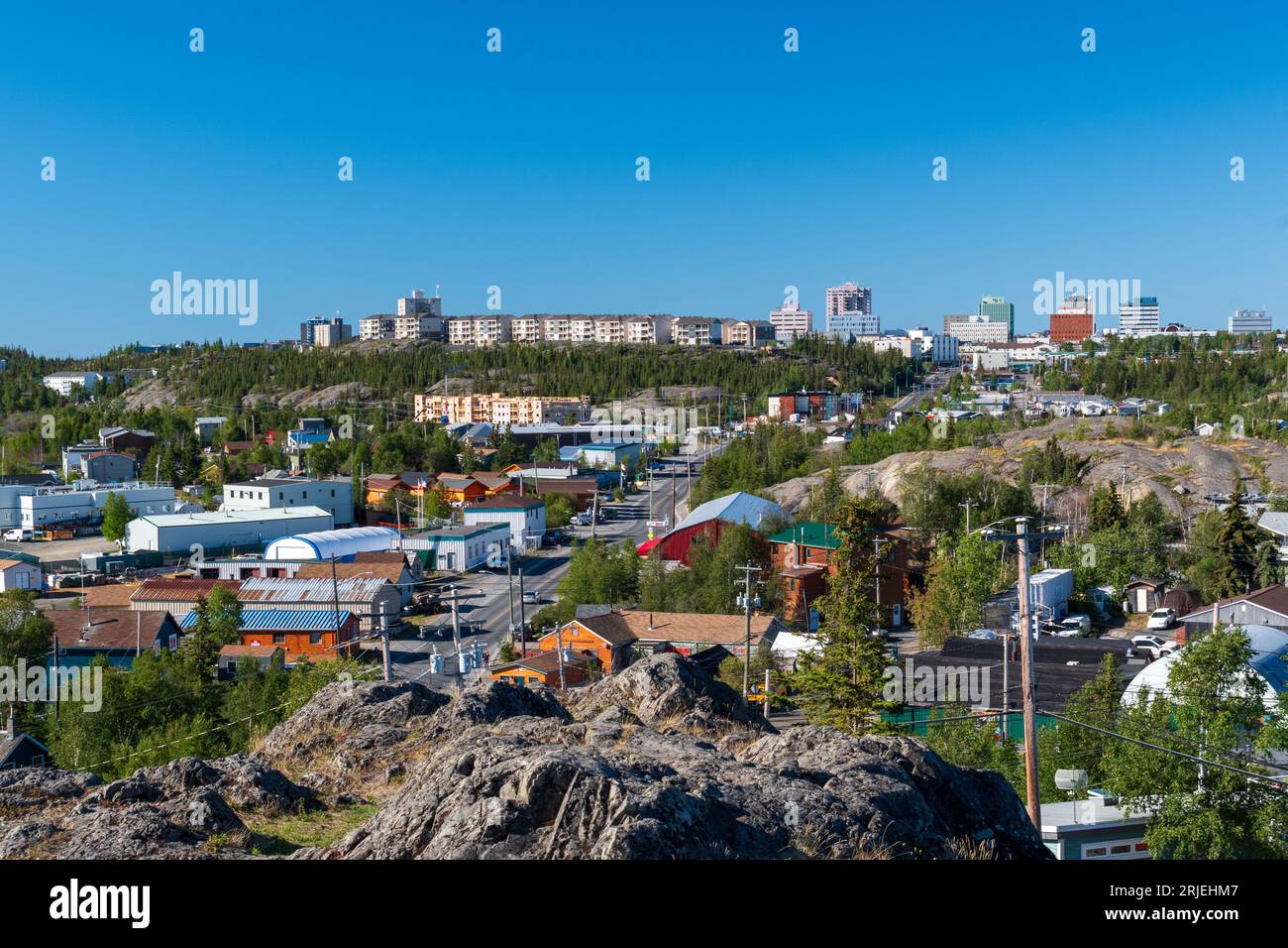 Yellowknife, NT / Canada 13 August 2022 Summer view of city of