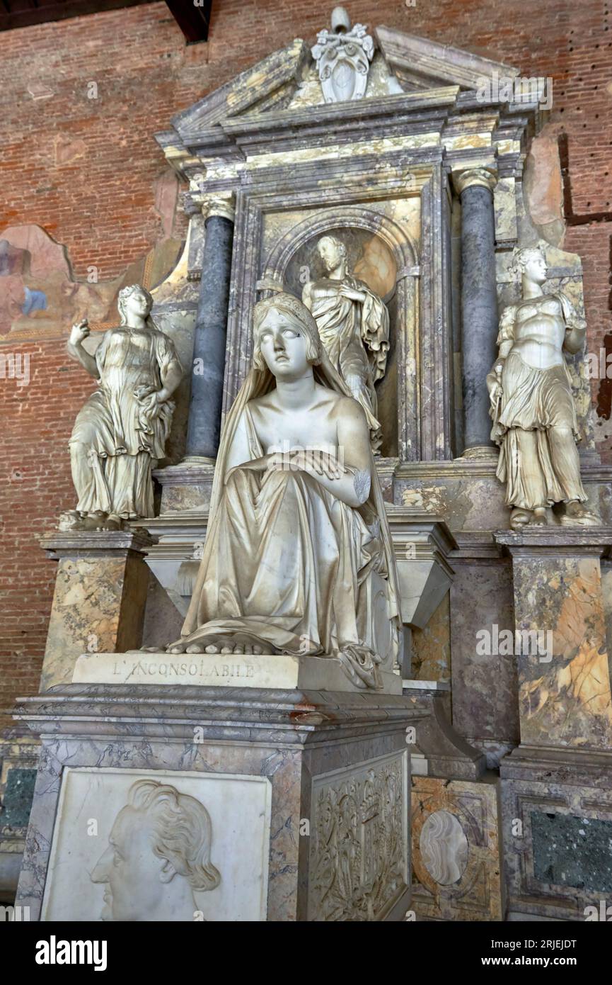 Visiting the Memorial Cemetery at Duomo Square in Pisa Stock Photo