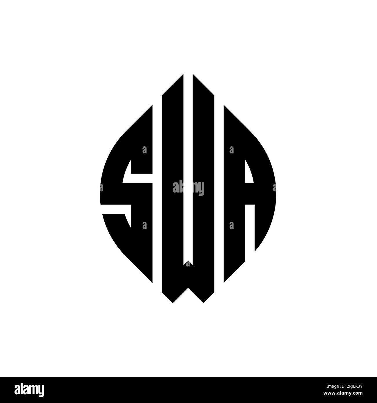 SWA circle letter logo design with circle and ellipse shape. SWA