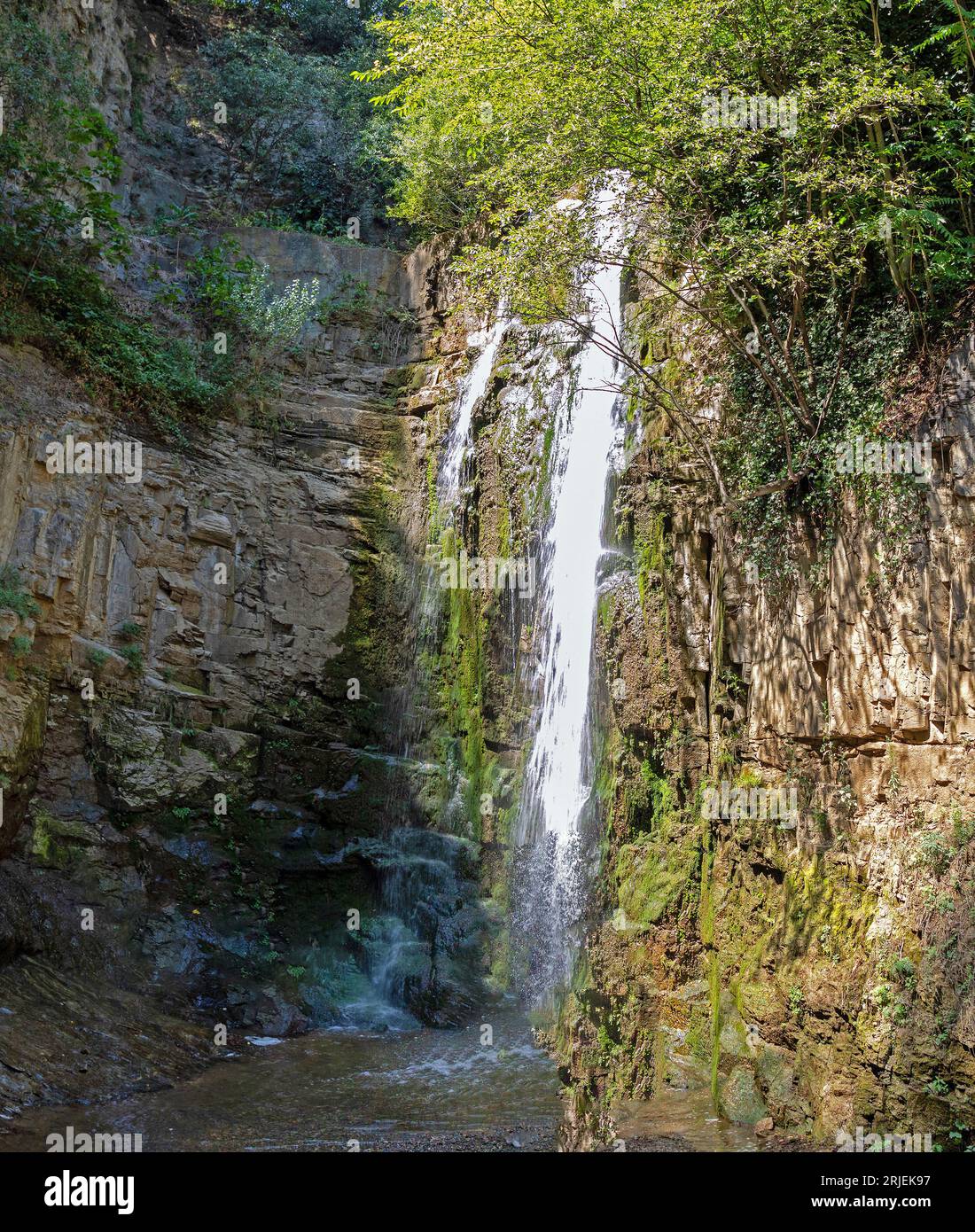 Nature waterfall Leghvtakhevi in Tbilisi capital of Georgia Stock Photo