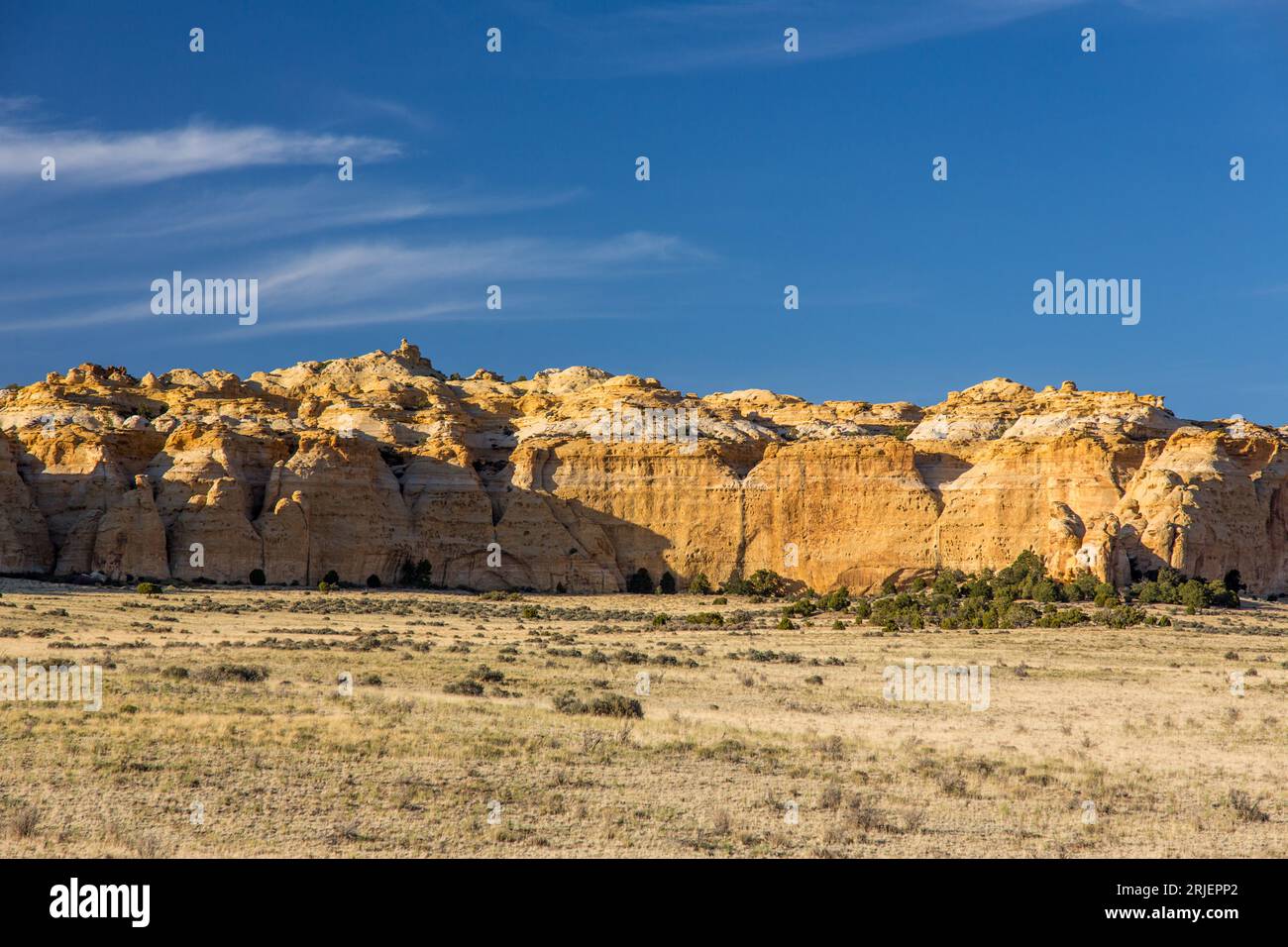 Colorful sculpted Navajo Sandstone formations in the Head of Sinbad area of the San Rafael Swell in Utah. Stock Photo