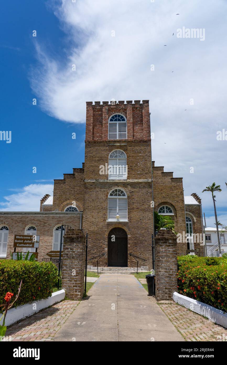 Facade of St. John's Anglican Cathedral in Belize City, Belize. Built