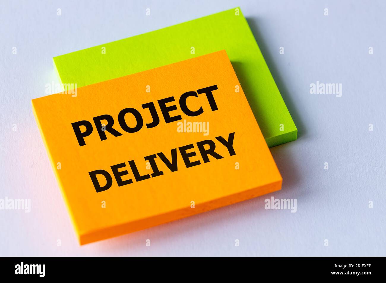 project delivery, Written on colored sticky notes, Business concept ...