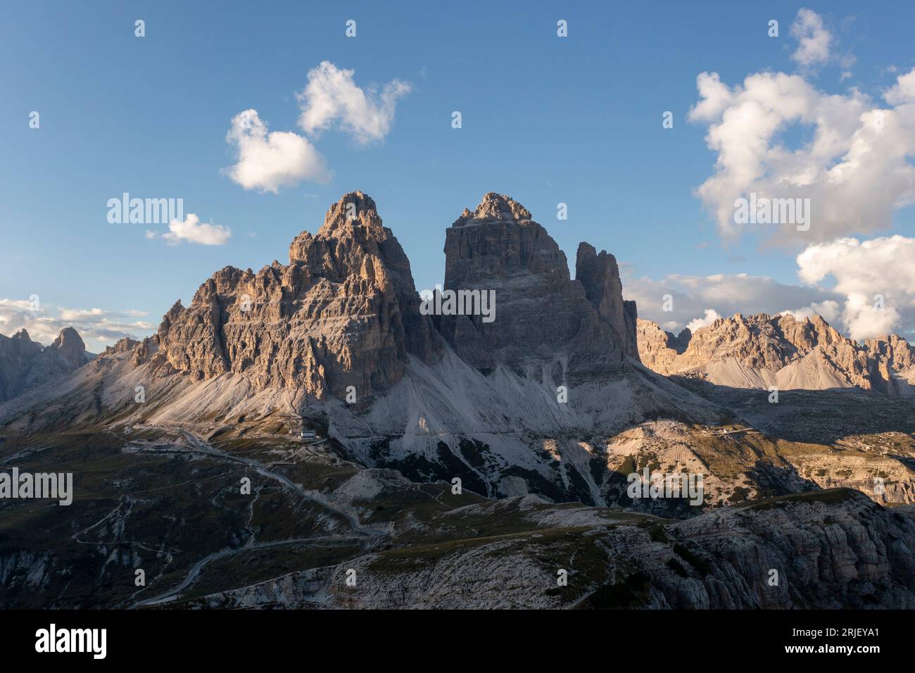 Tre Cime, Dolomites mountains peaks Stock Photo