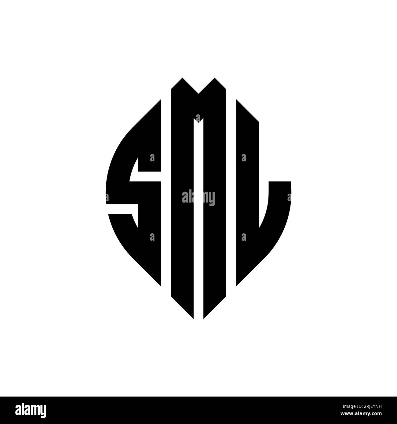 SML circle letter logo design with circle and ellipse shape. SML ellipse letters with typographic style. The three initials form a circle logo. SML Ci Stock Vector