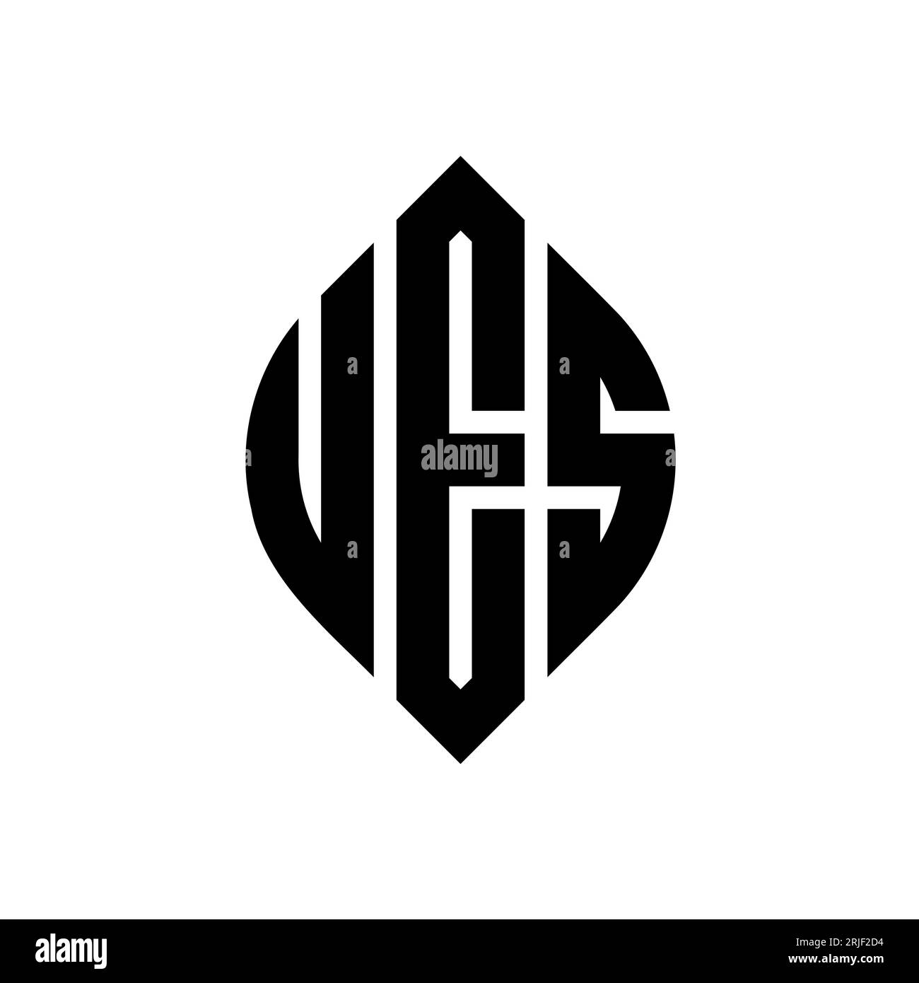 UES circle letter logo design with circle and ellipse shape. UES