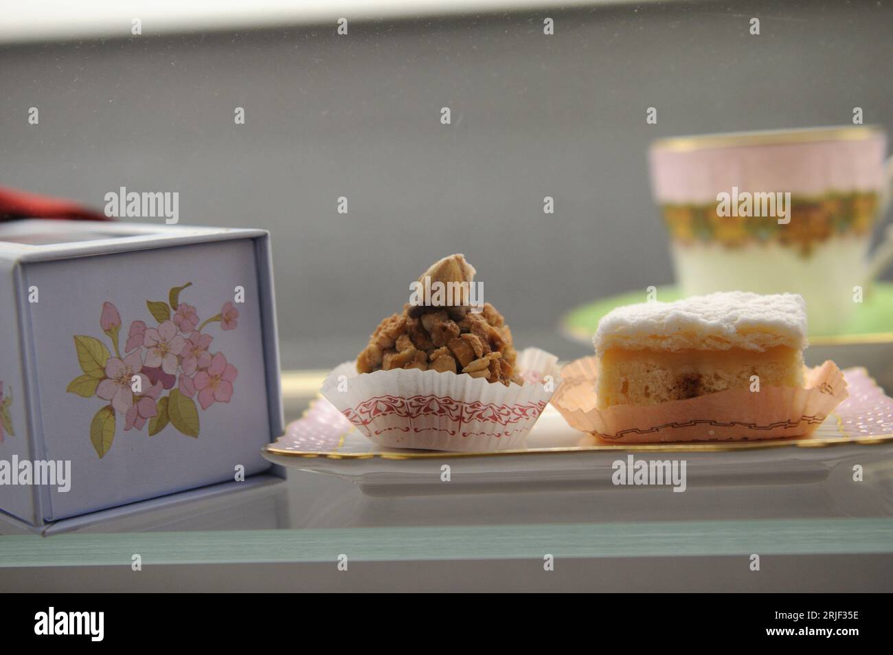 Window shopping at a Cake shop, Pastry shop, Bakery Stock Photo