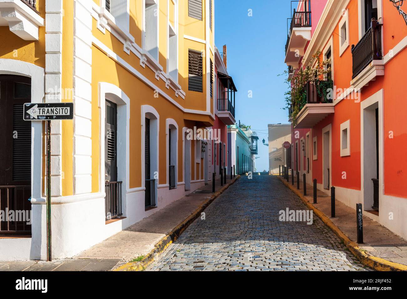 Old San Juan ,colorful Streets,  San Juan Puerto Rico, USA,Caribbean Stock Photo