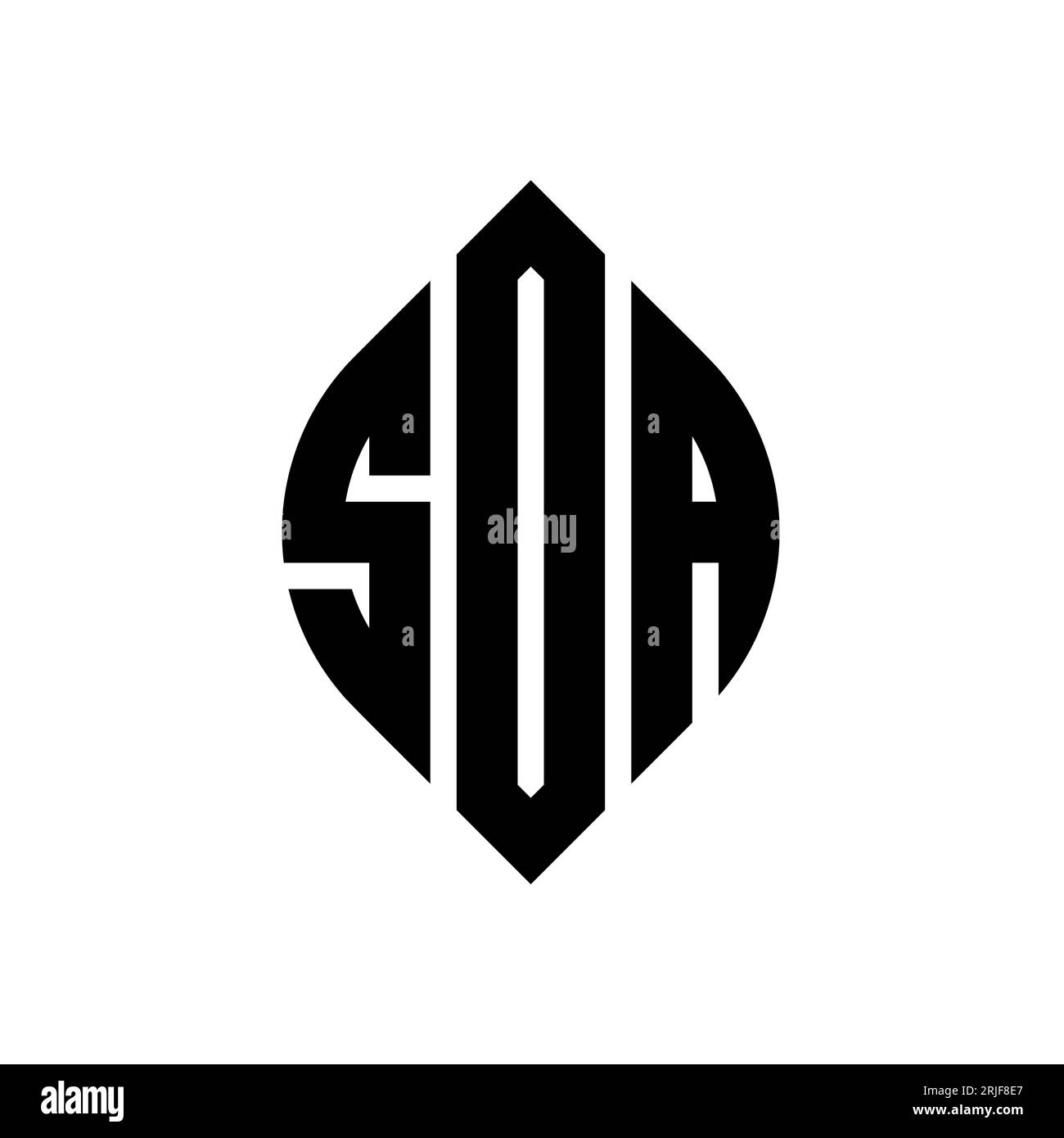 SOA circle letter logo design with circle and ellipse shape. SOA ellipse letters with typographic style. The three initials form a circle logo. SOA Ci Stock Vector