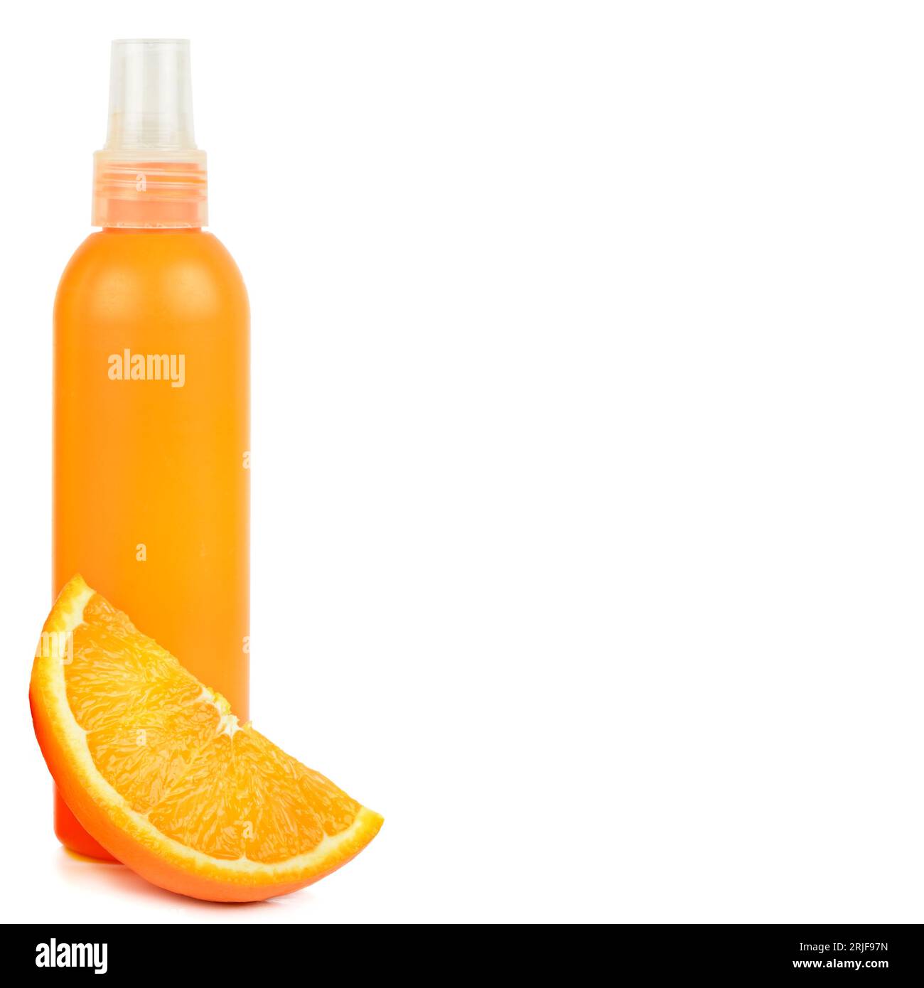 Orange natural cosmetic products Suntan oil and lotion. Vials isolated