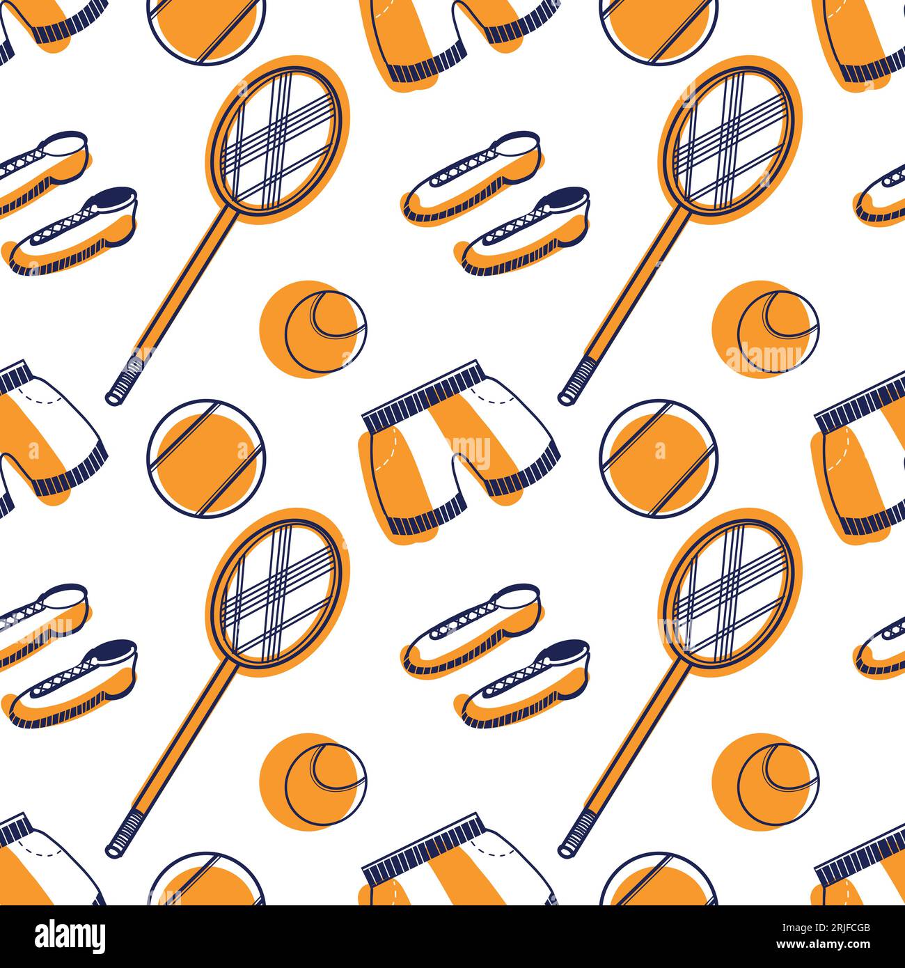 Seamless Vector Pattern. Blue Background with Sports Equipment