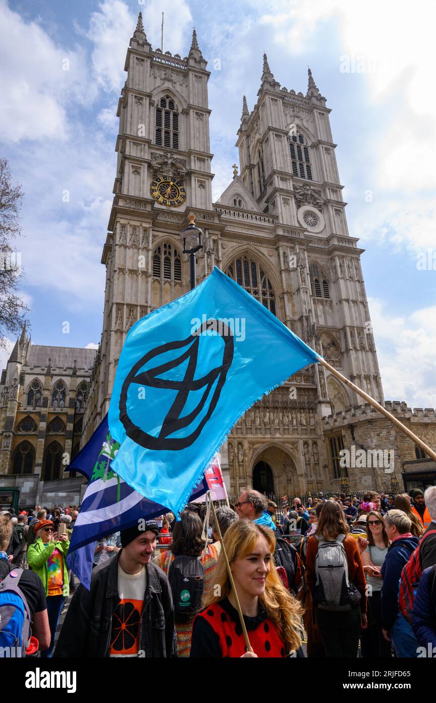 LONDON - April 22, 2023: Iconic backdrop: Extinction Rebellion ...