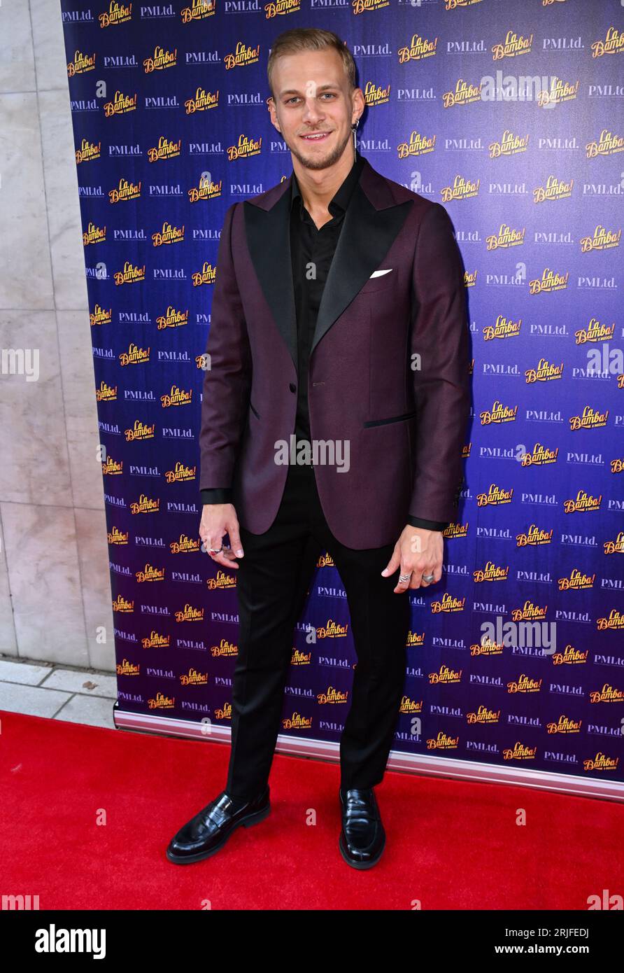 London, UK. August 22nd, 2023. Leonardo Lini arriving at the London premiere of La Bamba! at the Peacock Theatre, Sadler’s Wells. Credit: Doug Peters/EMPICS/Alamy Live News Stock Photo