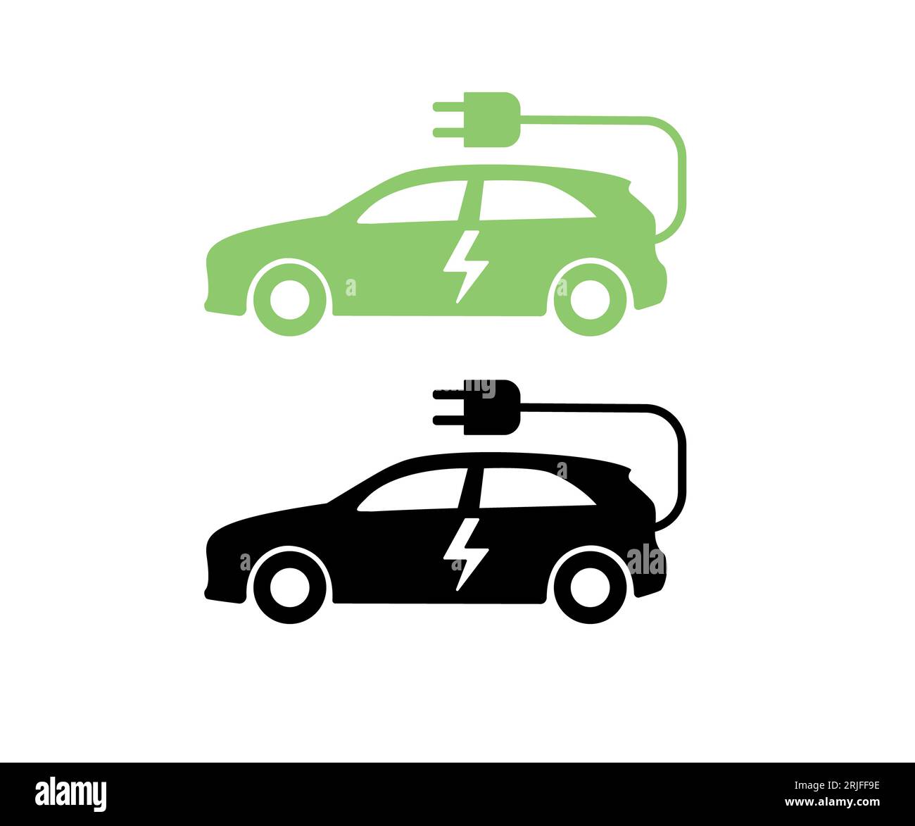 Electric Car With Charging Cable Simple Vector Illustration Stock electric-car-with-charging-cable-simple-vector-illustration-stock