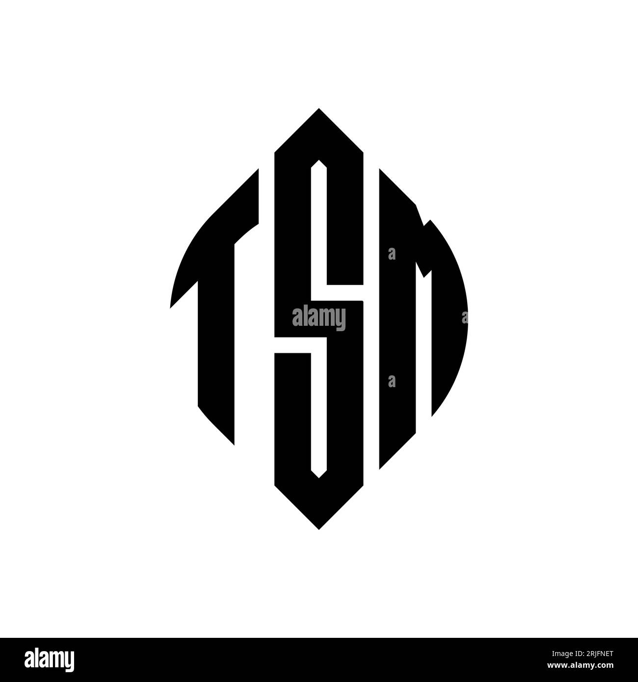 TSM circle letter logo design with circle and ellipse shape. TSM ellipse letters with typographic style. The three initials form a circle logo. TSM Ci Stock Vector