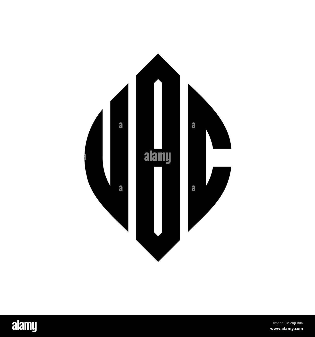 UBC circle letter logo design with circle and ellipse shape. UBC ellipse letters with typographic style. The three initials form a circle logo. UBC Ci Stock Vector